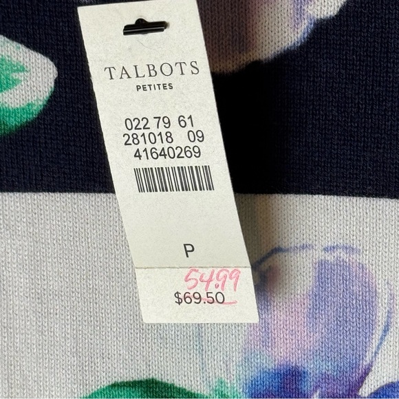 NWT Talbots Petites Purple Floral Stripes Short Sleeve Top XSP - Picture 10 of 13
